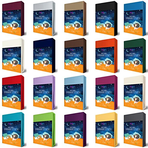 EllaTex Jersey Spannbettlaken Spannbetttuch aus Reiner Baumwolle in Farbe: Anthrazit-Grau, Größe: 70x140cm - Kinderlaken