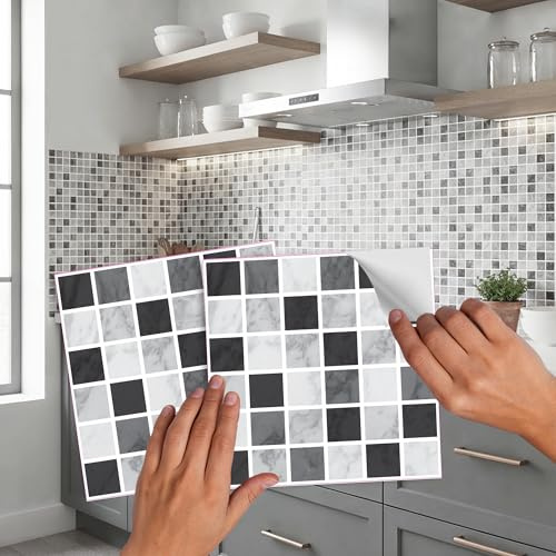 Traditionell modern konst kakel transfer klistermärken vintage viktoriansk marockansk svart grädde mosaik (svart marmor)