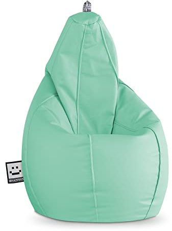 HAPPERS Puff Pera para Salón y Dormitorio con Relleno | Polipiel Alta Resistencia | Sillón Relax Ergonómico Infantil y Juvenil | Puff para Leer y Jugar | Menta 130x75 XL