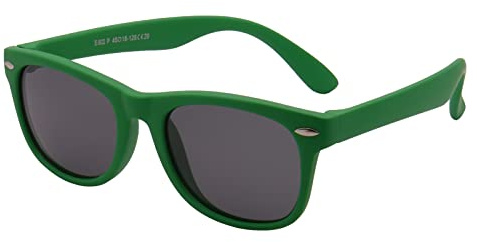 FOURCHEN Lunettes de soleil polarisées TPEE pour enfants avec monture flexible pour filles et garçons âgés de 3 à 10 ans, Vert, 45