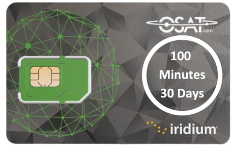 OSAT Iridium Satellite SIM-kort + 100 förbetalda minuter under 30 dagar | Global täckning | Pålitlig kommunikation | Fungerar med Iridiumenheter | Nöd- och fjärranvändning