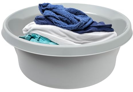 KADAX Matt plasttvättskål, plastskål, rund diskskål, robust tvättskål, hushållsvattenskål för badrum, allmänt ändamål (ljusgrå, 6 l)