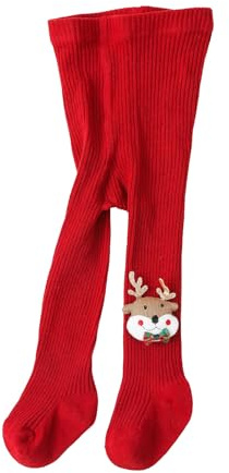 Achlibe Collants de Noël chauds pour bébé fille Motif élan Père Noël, a-jaune, 0-6 mois