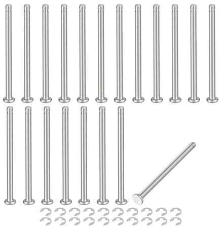 QUARKZMAN 20Set M3x45mm Perno Posizionamento Cilindrico Elastico Albero Acciaio Inossidabile 304, Perno Posizione Cilindro Cerniera Scanalato Testa Piatta con Ring Fissaggio Clip E, Argento