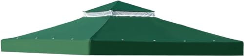 2 Tier Gazebo Replacement Top Cover Large Size 3X3 m UV Resistant Waterproof Canopy Heavy Duty Double Tiered Pavilion Roof Protection with 16 Drainage Holes for Yard Patio Garden Outdoor Sunshade