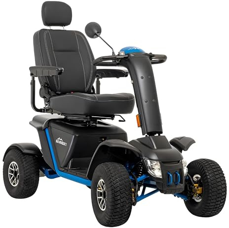 Pride Mobility Baja Wrangler 2 Outdoor Scooter - Comfort Mobility for Adults, 450 Lbs Weight Capacity, 75 Ah Battery, True Blue, 16 x16-18 Seat Size - BA400