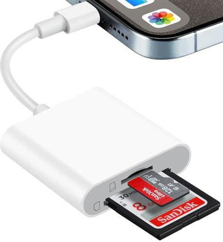 YOURKAY iPhone a SD+TF 2-in-1 Telefono Cellulare Lettore di Schede, Lettore SD Card, Lettore Micro SD, Adattatore Scheda SD per iPhone PC, Lettore Micro SD, per iPhone 15/14/13/12/11
