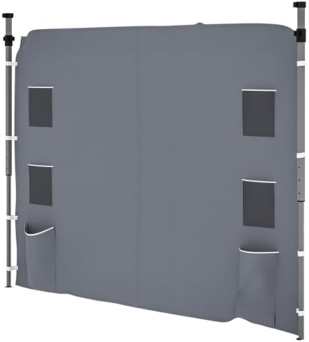Outsunny Panel lateral de cenador, panel de pared lateral con 4 bolsas de malla y 2 bolsillos de almacenamiento para cenadores desplegables de patas rectas de 3 x 3 m, 1 paquete solamente, color gris