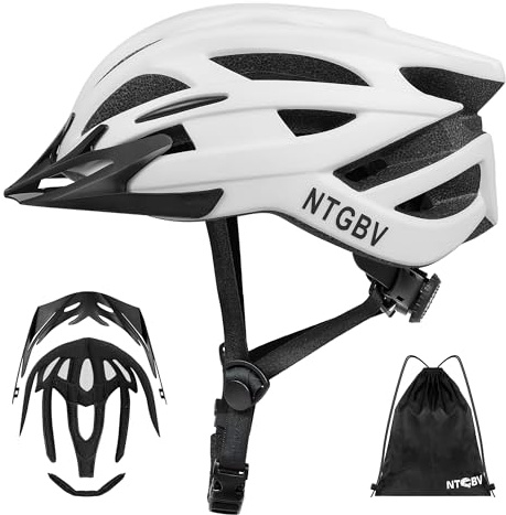 NTGBV Adult Bike Helmet for Men/Women with Helmet Bag 2 Removable Moisture-Wicking Liners & Visors Lightweight Shockproof Adjustable Design CPSC 1203 & EN 1078 Safety Certified for Road/Commute/MTB