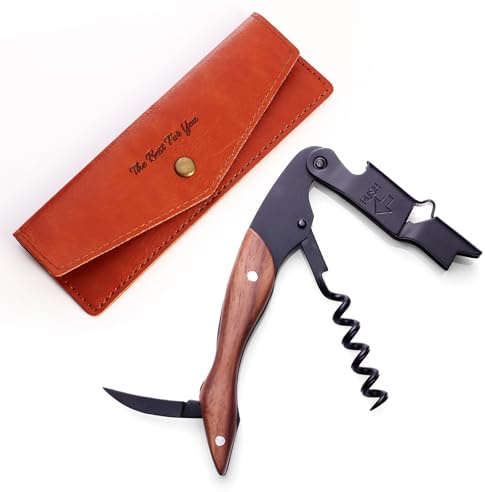 Drincarier wine opener Professional Corkscrews for Wine Bottles w/Foil Cutter and Cap Remover - Manual Wine Key for Servers, Waiters, Bartenders and Home Use - Classic Rosewood