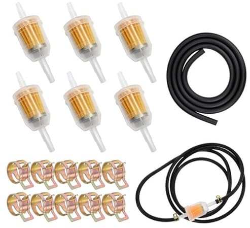 17 stycken motorcykel bensinslangsats, bensinslang, bensinfilter 6 mm, bensinfilter moped och bränslefilter, för gräsklippare, bil, motorcykel, lastbil, bensinfilter bränslefilter för bil motorcykel
