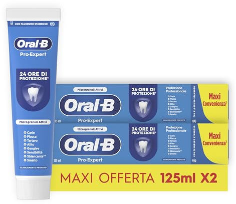 Oral-B Dentifricio Pro-Expert Protezione Professionale 2x125ml, Dentifricio Oral B Formato Convenienza, Clinicamente Provato, Pulizia Denti Efficace, Alito Fresco, Sapore Menta Dolce