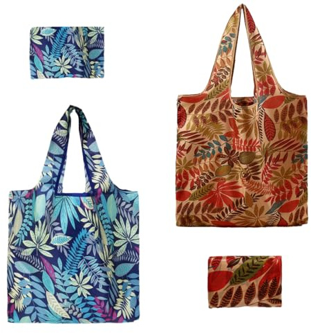 COYUN 2 Pcs Borse Spesa Pieghevole Grande, Borsa Mare, Borsa Della Spesa Riutilizzabile,Sacchetti Per La Spesa Frutta Di Stoffa,Borsa Shopper Tessuto,Shopping Tote Bag Ecologiche Lavabili Impermeabili