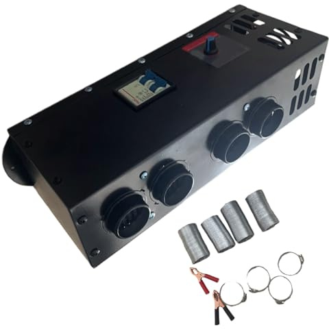 Riloer Riscaldatore Elettrico per Auto, sbrinatore per Camper, 12 V, 600 W-800 W, Ventilatore riscaldatore Portatile, 4 Fori, sbrinatore per Parabrezza, Riscaldamento e Raffreddamento