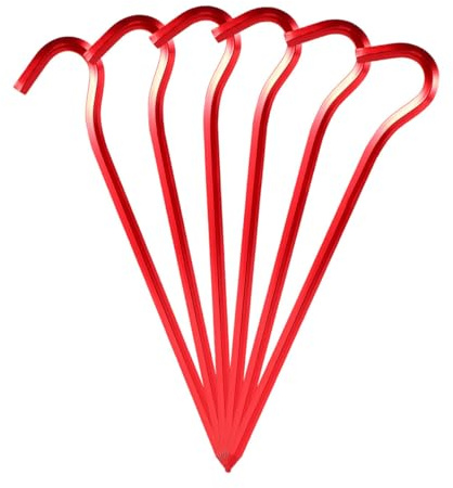 SUPVOX 6 Piezas Estacas de Aluminio para Camping con Gancho Forma de Codo Resistentes y Portátiles para Tiendas de Campaña Exteriores Roja