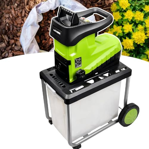 pedenencelia Biotrituratore da Giardino da 2800 W con Contenitore di Raccolta da 60 L E Protezione da Sovraccarico, 5000 Giri/Min, per Un Taglio Efficiente dei Rami da 45 Mm/1,77 Pollici