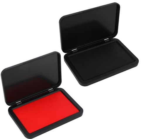 Goktvai 2pcs Tampons Encreurs, 10,4x7cm Tampon Encreur pour Empreintes Digitales Réutilisables Rouges et Noirs Tampon Encreur Adaptés au Bureau Maison École et Loisirs Créatifs
