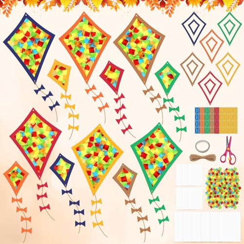 Lets Joy Artigianali Autunnale Set, 12 Pezzi Kit di Aquiloni, Artigianato Fai da Te Autunnale, Carta Attività Creative Arte e Artigianato con Accessori, Regali Ringraziamento Giocattoli