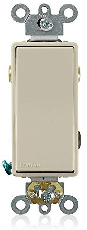 Leviton 20 Amp, 120/277 Volt, Decora Plus Rocker 3-Way AC Quiet Switch, Commercial Grade, Back and Side Wired, Self Grounding, 5623-2I, Ivory