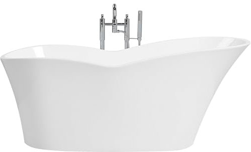 Baignoire Moderne en Acrylique Autoportante Ovale Brillant Blanc Dulcina