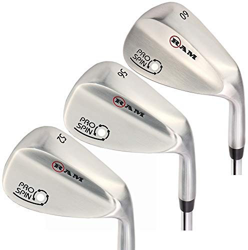 Ram Golf Pro Spin 3 Wedge Set - 52° Gap, 56° Sand, 60° Lob Wedges - Mens Right Hand (Right, Steel - 1 Inch Shorter, Regular)