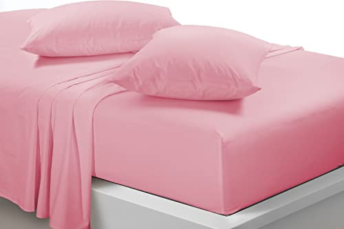 Percale Bunk Bed Fitted Sheet 2ft 6 (76cmx190cm) Caravan Campervan - Small Single Bed POLY COTTON (Pink)