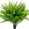 ToKinCen 6Pcs Artificial Fern Outdoor Faux Fern Plants Fake Boston Fern Plants Plastic Greenery Bushes Shrubs Bundles Patio Basket Pot Hanging Garden Planter Indoor Outside Decor
