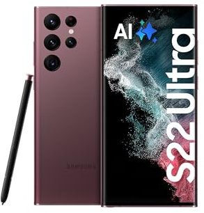 Samsung Galaxy S22 Ultra, Android Smartphone, 6,8 Zoll Dynamic AMOLED Display, 5.000 mAh Akku, 256 GB/12 GB RAM, Burgundy, inkl. 36 Monate Herstellergarantie [Exklusiv bei Amazon]