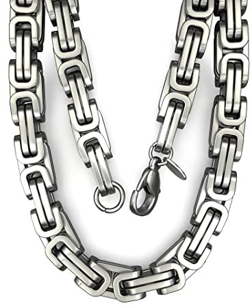 Fly Style Byzantiner Königskette Edelstahl - Halskette Herren silber poliert - 9mm breit, 70cm lang
