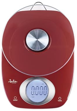 JATA HOGAR HBAL1207 - Báscula Cocina Digital hasta 5 kg. Gran precisión. Función de tara. Indicador de Sobrepeso y Batería Baja. Medidas: 15 x 21,5 x 4,5 cm