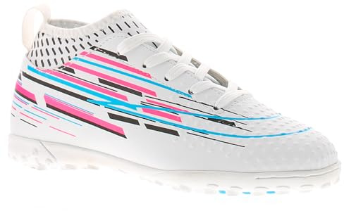 Turf 90 Boys Football Boots Unisex Football Shoes for Toddlers & Infants Girls Football Boots & Indoor Soccer Trainers Non-Slip Junior Sports Footy Shoes for Kids Astro Turf White 11 Child UK