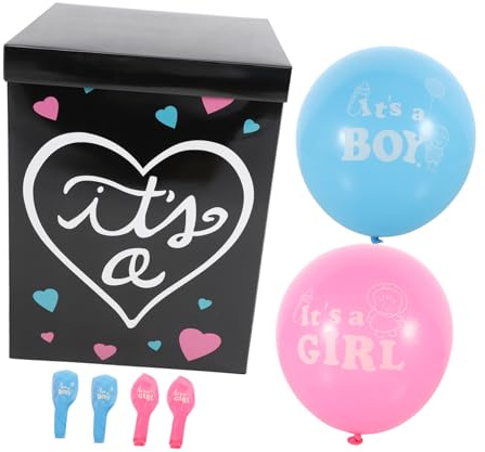 HONMEET Boîte à Ballons pour Gender Reveal en Papier et Plastique, Décoration pour Baby Shower Différentes Couleurs, pour Fête Prénatale Bébé