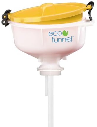 8 inch ECO Funnel, 2 inch NPT (Fine Thread) Cap Adapter, Yellow Lid