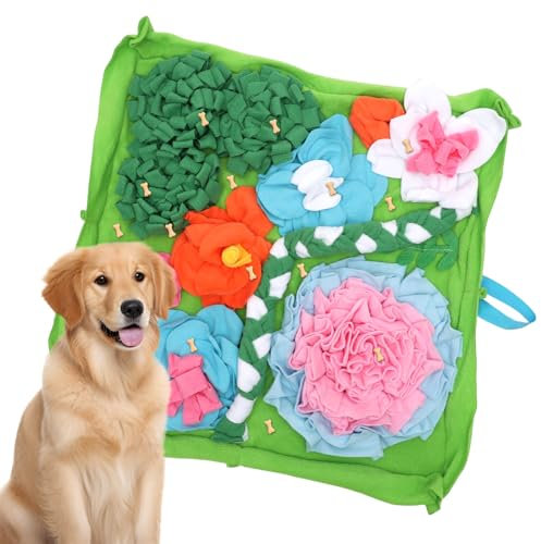 Schnüffelteppich Hund, Waschbar Schnüffelteppich, Futterschnüffel Futtermatte, Riechen Trainingsmatte Interaktives Hundespielzeug für Hunde aller Größen,Tear-Resistant and Waterproof, 50*50cm