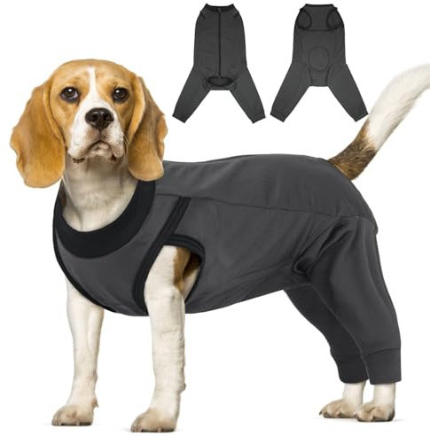 LeLePet Dog Medical Shirt, Post Op Dog Recovery Suit, Male Dogs Neuter Body Suit After Surgery, Pet Lick Protector Rear Leg Sleeve, Pet Recovery Suits to Anti Licking and Scratching, Grey M