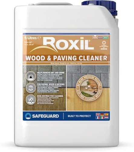 Roxil Pulitore per Legno e Pavimentazioni 5L - Ideale per una facile pulizia di pavimentazioni esterne o legno, come decking, sedie, tavoli, capanni, tettoie e altro