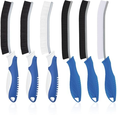 TQRR 6 Piezas Cepillo para Limpiar - Cepillo Limpieza Hogar, Cepillo Cerdas Duras, Multifuncional Cepillo para Limpiar Juntas para Baño, Cocina, Inodoro, Ventanas (6, Azul liquen)
