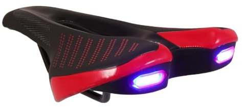 Abaodam Mountain Bike Saddle Seat with Light Shock-Absorbing and Breathable Padded Bike Seat Cushion for Comfortable Cycling Easy Installation for Night Riding Safety