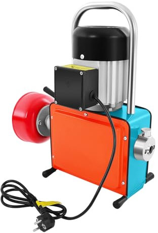 Macchina per la pulizia dei tubi elettrica, 1000 W, spirale da 12 m, per tubi ø20 – 150 mm, motore in rame da 220 V, IP44, pulitore per scarico con supporto a 4 punti, 400 giri/min, velocità di