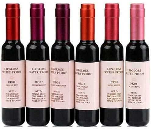 Wine Liquid Lipstick, Long Lasting Moisturizing Lip Gloss Waterproof Lip Tint Set Lip Gloss Lip Stain, Natural Liquid Lipstick Mini Make Up Lip Gloss Matte (mix 6pcs)