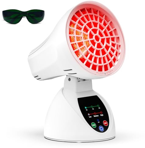 Relhafethy Infrared Heating Lamp 150W, Adjustable Red Light Lamp with 3 Heat Levels & Timer, Cosy Warming Light for Home Office Bedroom, Stable Desktop Infrared Lamp, UK Plug