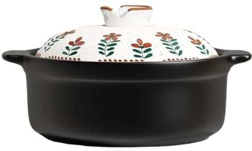 Cazuelas Cazuela De Cerámica Boca Grande Que No Se Agrieta, Ideal for Guisar Y Cocinar Sopa Para Horno(2.5L)
