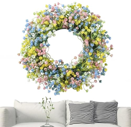 Corona Pasquale - Insegna da Parete con Fiori | Ghirlande Festive - Per Festeggiamenti, Matrimoni, Incontri di Famiglia, Camera da, d'Ingresso e Cucina