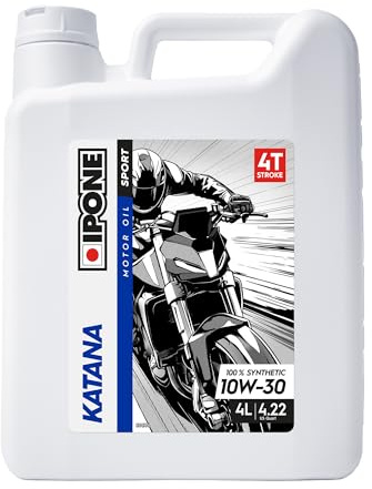 IPONE – Huile Moteur Moto 4 Temps 10W50 Katana – Bidon 4 Litres - 100% Synthétique - Gamme Sport - Très hautes performances -Passages de vitesses souples et rapides -Protection à hauts régimes moteur