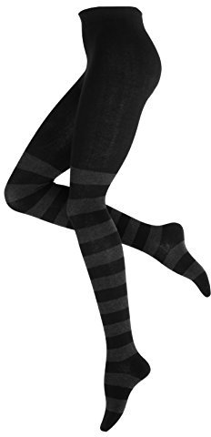 Vincent Creation Strumpfhose Damen Baumwoll Strickstrumpfhose, schwarz-anthrazit, Gr. 44/46