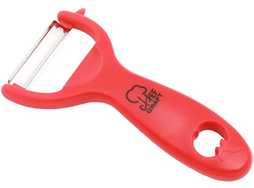 Chef Craft Classic Stainless Steel Blade with Plastic Handle Tomato/Kiwi Peeler, 8 inch, Red