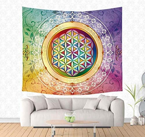 mvbmbbc Blume des Lebens hängen Wandteppiche personalisierte Wandteppich dekorative Wandbehang Decke Teppich Yoga Matte Inneneinrichtungen [Zubehör senden]