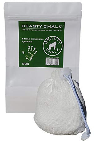 Beasty Chalk - Chalk Ball, 80 gram - Premium Gym Chalk in Refillable Sock - Non Toxic - Great for Climbing, Gymnastics, Weightlifting, Crossfit, Pool, Training