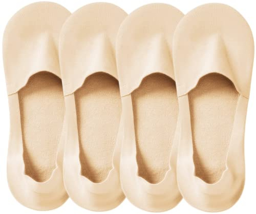 Lomitract No Show Socks for Women: Thin Ultra Low Cut Liner Non Slip, Invisible Footies for Loafer Boat Shoe, Not See Seamless Sox with Silicone Grip, Super Short Profile Extra Hidden, Ice Silk, Nude