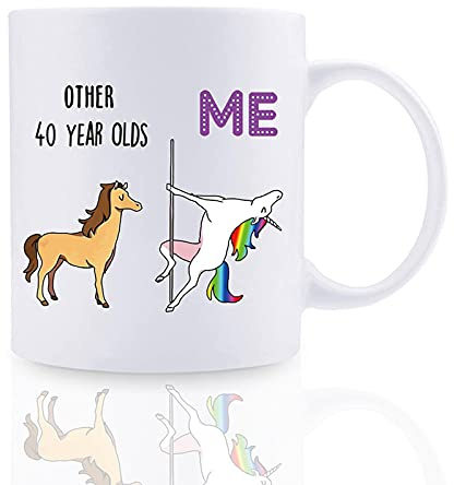 OMNIQI 40:e födelsedagspresent: 325 ml nyhet 40 år gammal kaffemugg för bästa vän, rolig 40:e mugg födelsedagsdekoration